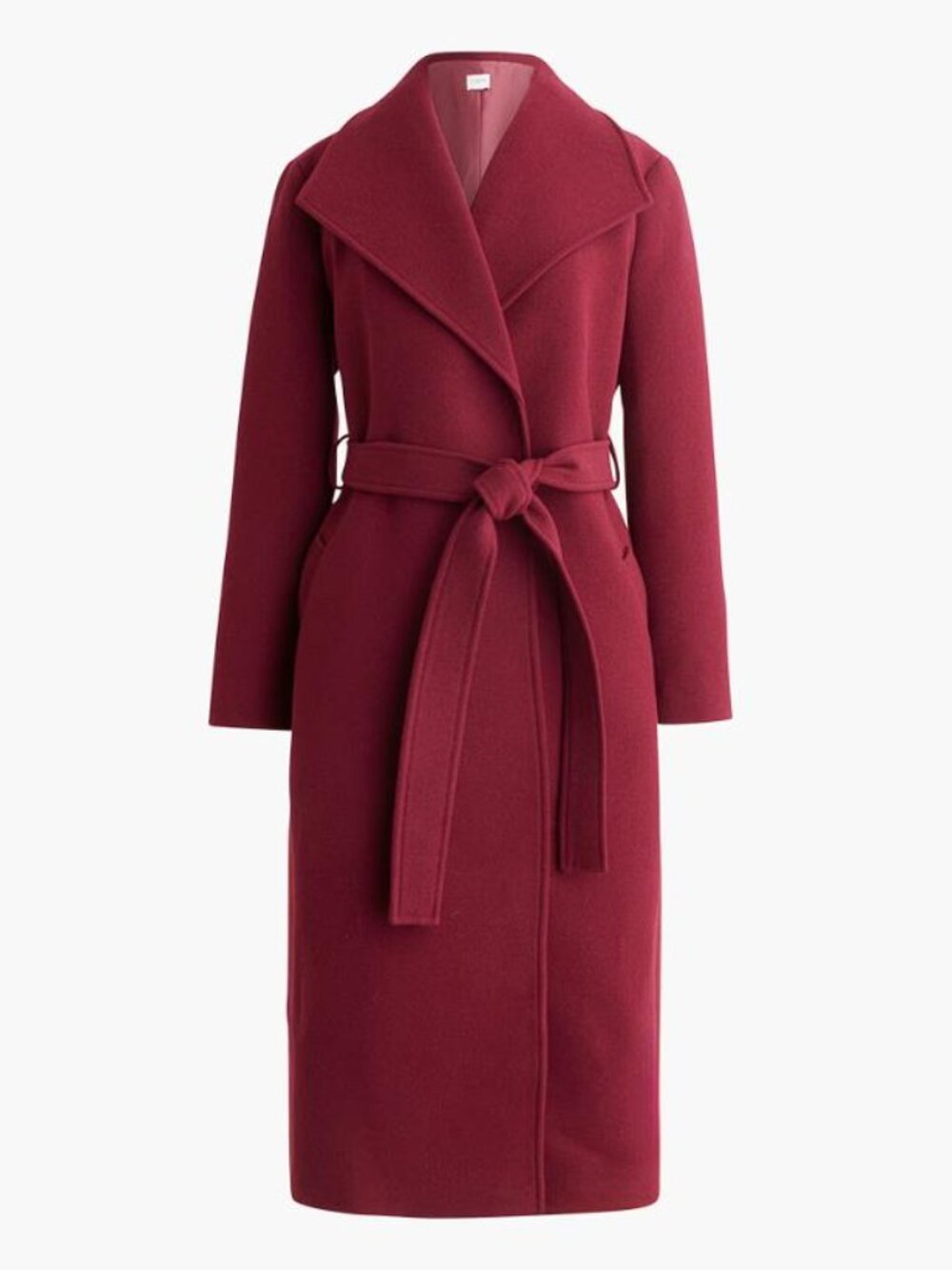 J.CREW Women's Belted Wool-Blend Coat Size 10 in Vintage Burgundy
